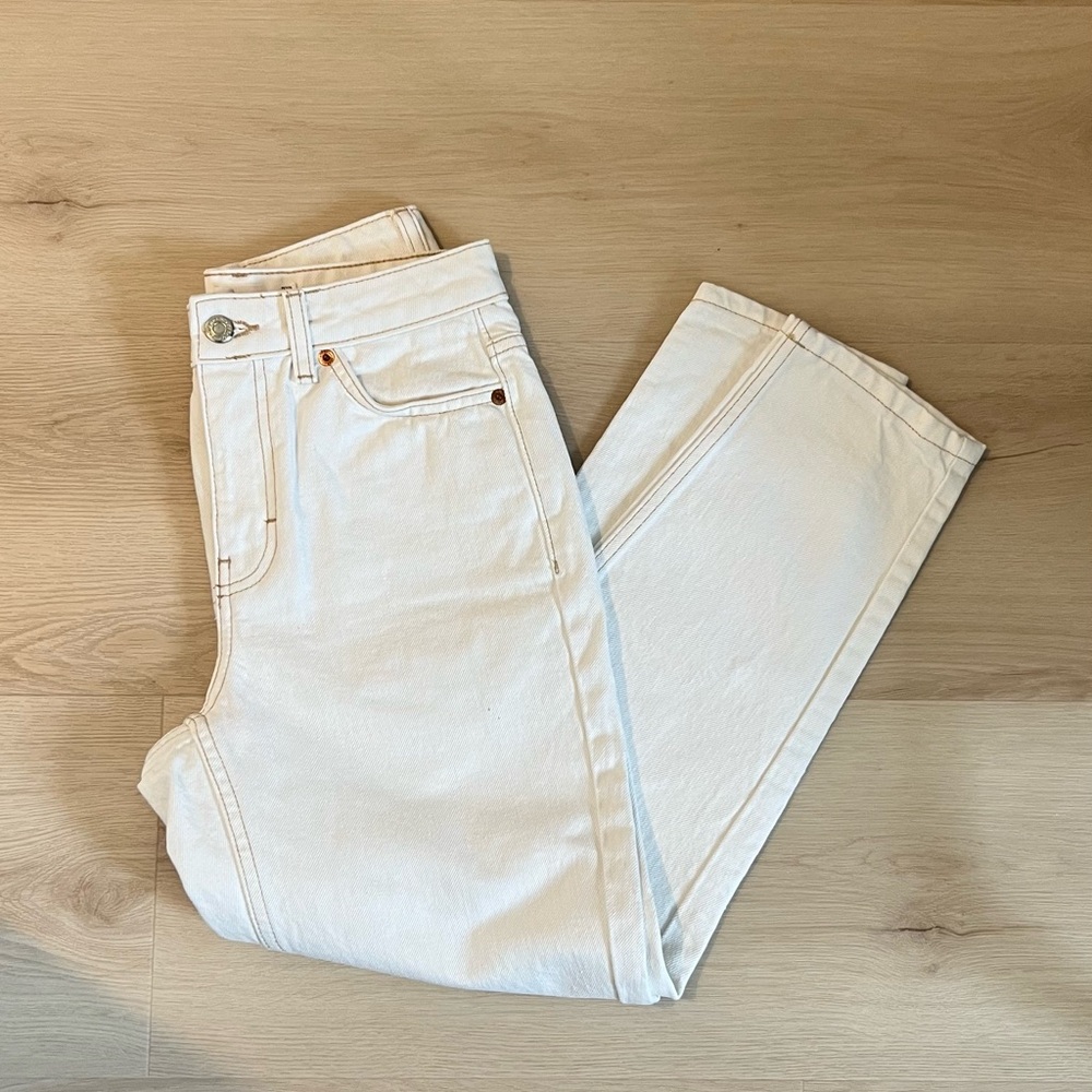 Topshop Women's Straight Leg Jeans in Cream